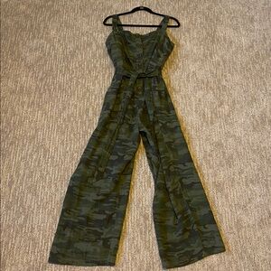 Sanctuary 100% Cotton Green Camouflage Belted Jumpsuit